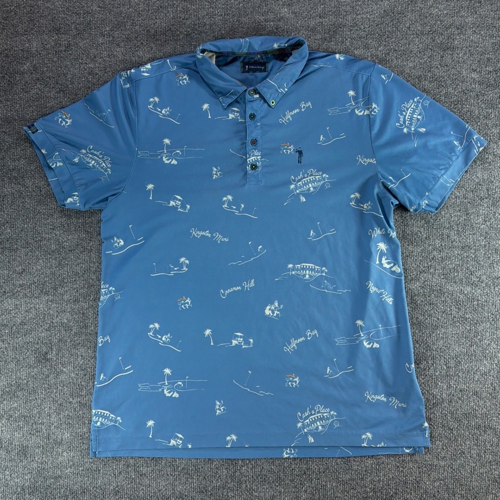 William Murray Golf Mens Lrg Blue Jamaica Tropical‎ Resort Polo Shirt L Scotland